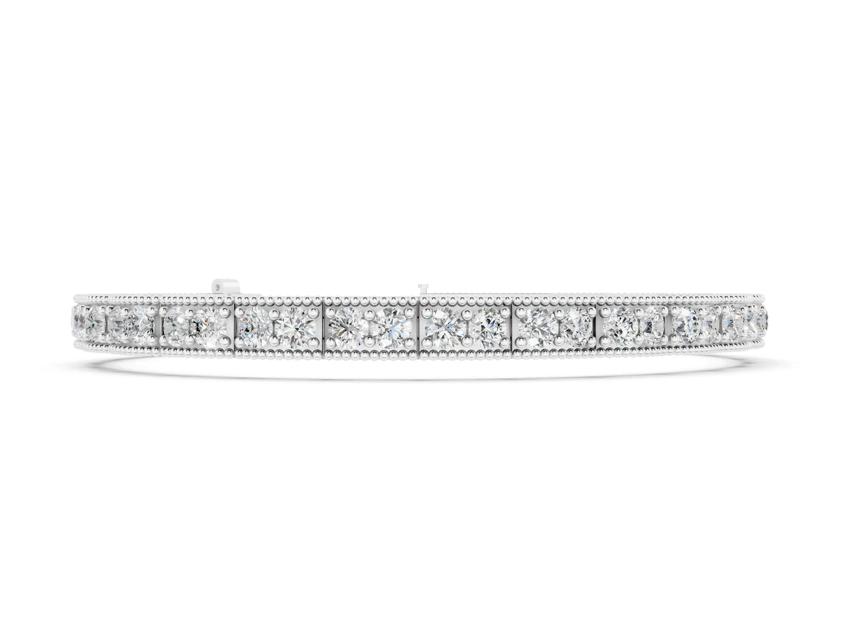 Silver Round Cut Milgrain Tennis Bracelet with Box Setting_2