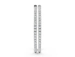 Silver Round Cut Pave Diamond Hoop Earrings with Prong Setting_2