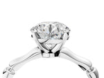Silver Round Cut Solitaire Diamond Ring with Bamboo Band and Four-Prong Setting_52