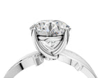 Silver Round Cut Solitaire Twist Band with Pavé Accents and Four-Prong Setting_64