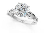 Silver Round Cut Solitaire Vine Band with Milgrain Prong Setting_121