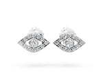 Silver Round Diamond Bezel Center Evil Eye Stud Earrings_4