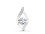 Silver Round Diamond Bezel-Set Leaf Pendant_4