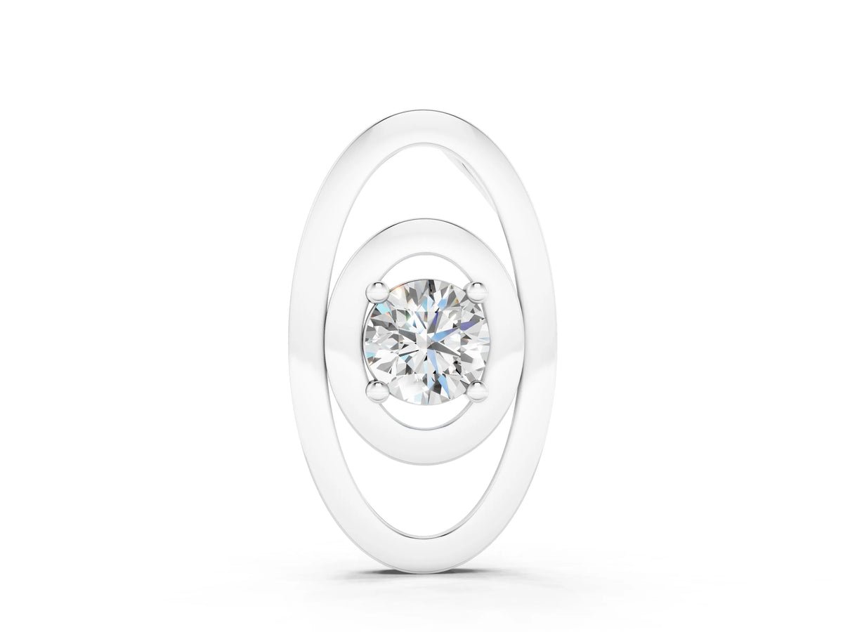 Silver Round Diamond Bezel Set Pendant with Double Halo_4