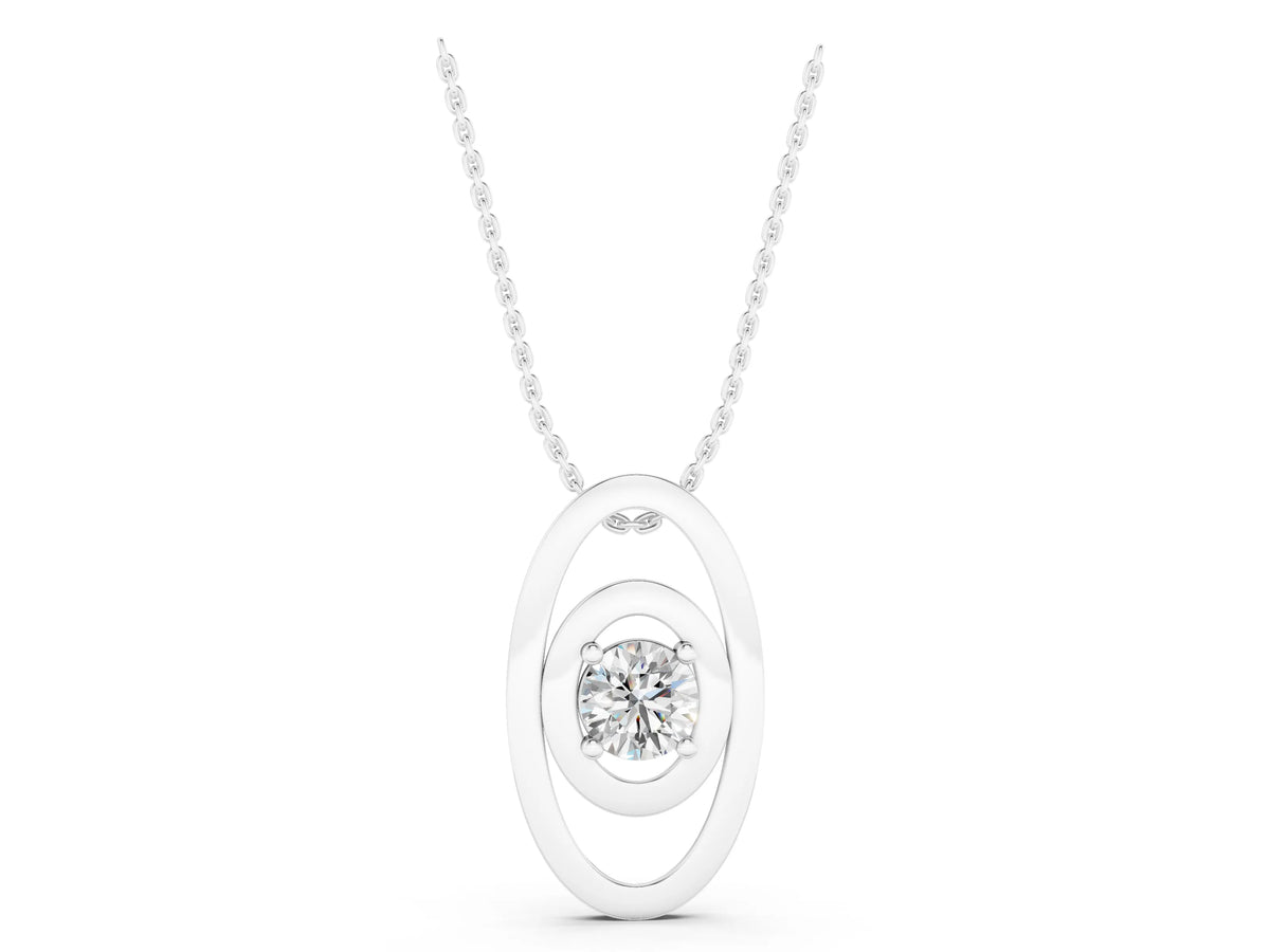Silver Round Diamond Bezel Set Pendant with Double Halo_5