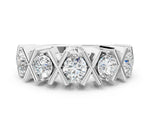 Silver Round Diamond Channel Set Band with X-Prong Detail_12