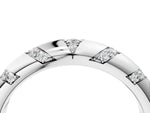 Silver Round Diamond Channel Set Curved Band with Bezel Setting_16