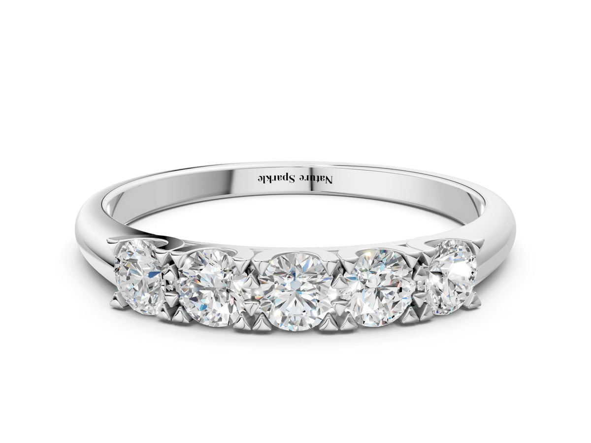Silver Round Diamond Channel Set Half Eternity Band with Shared Prong Setting_12