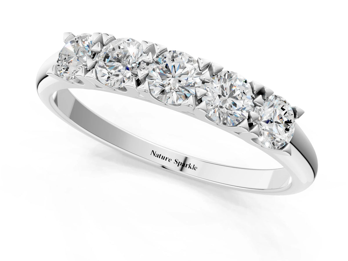 Silver Round Diamond Channel Set Half Eternity Band with Shared Prong Setting_13