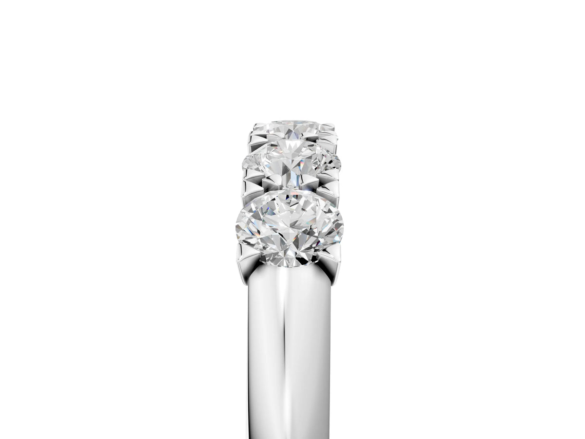 Silver Round Diamond Channel Set Half Eternity Band with Shared Prong Setting_17