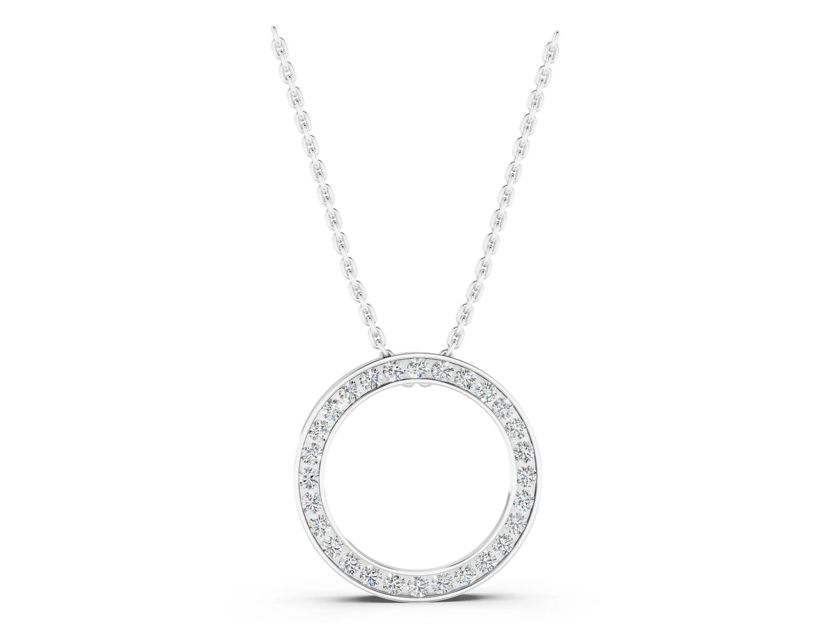 Silver Round Diamond Channel Set Pendant_3