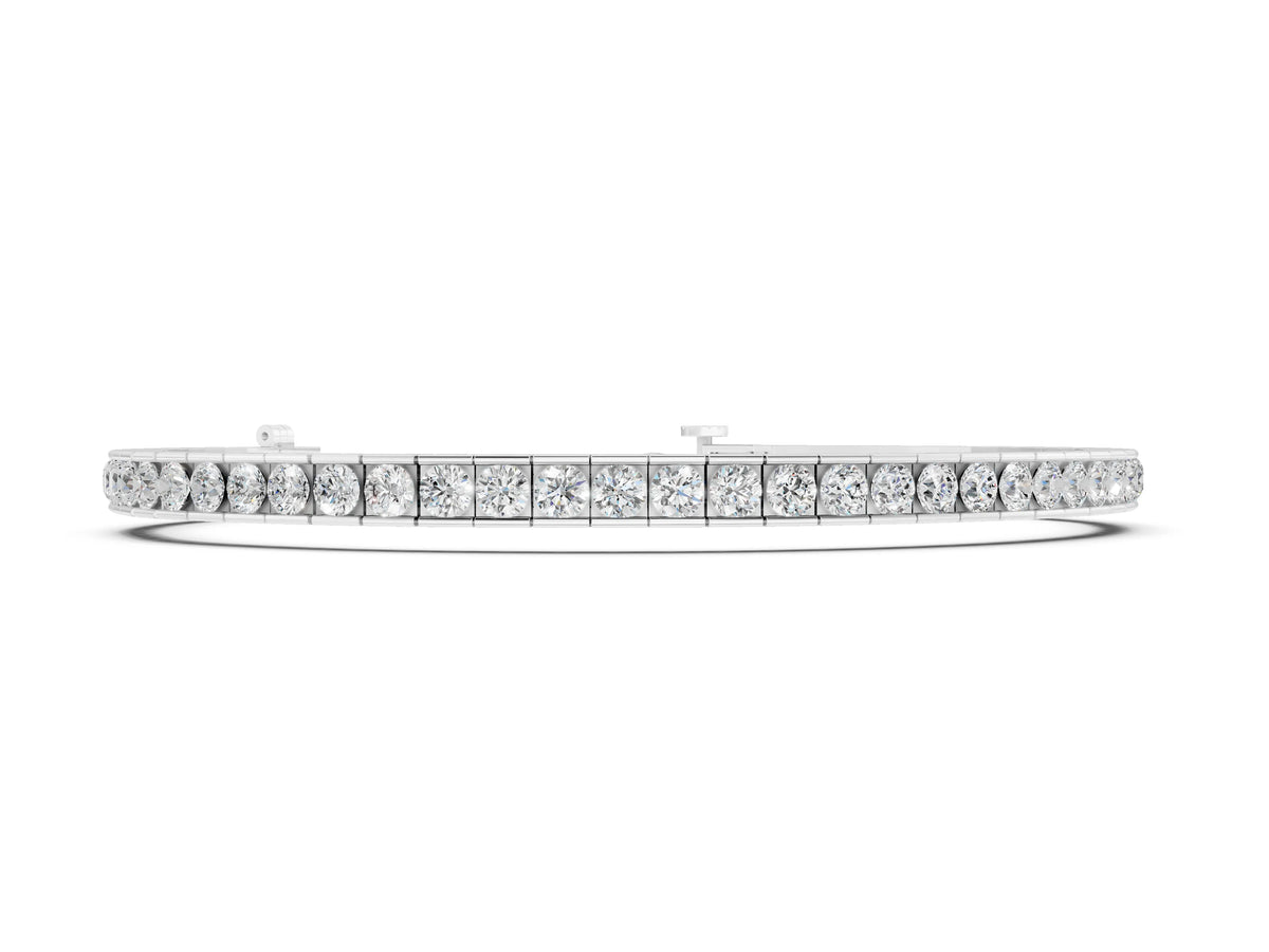 Silver Round Diamond Channel-Set Tennis Bracelet with Box Clasp_2
