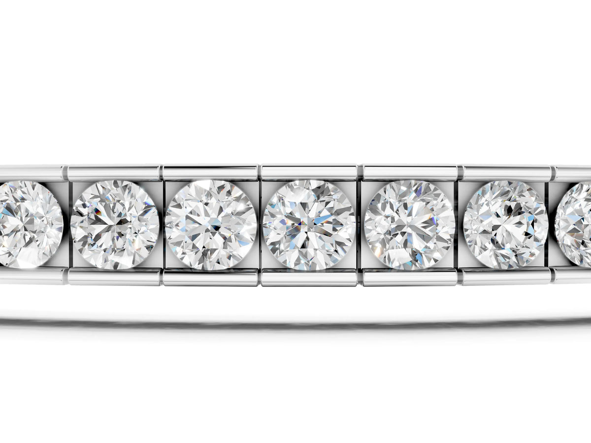 Silver Round Diamond Channel-Set Tennis Bracelet with Box Clasp_3
