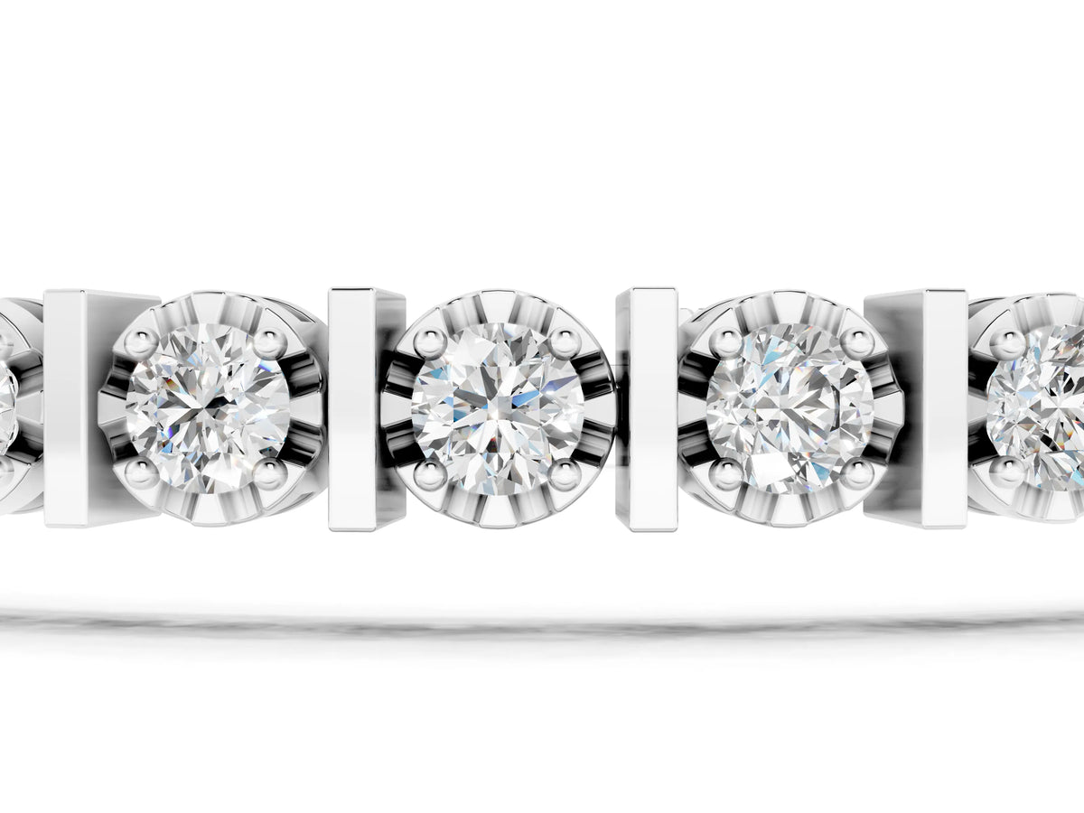 Silver Round Diamond Channel Set Tennis Bracelet with Prong Setting_3