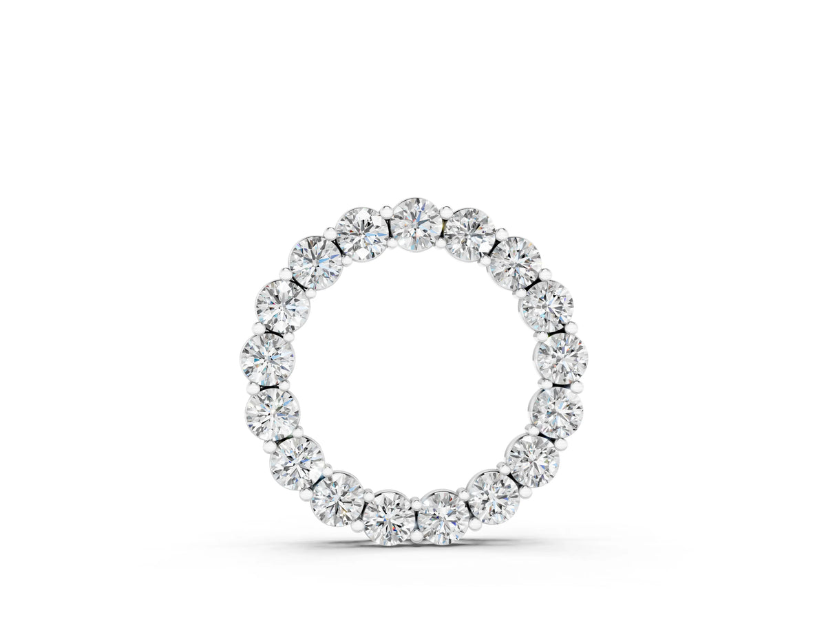 Silver Round Diamond Circle Pendant with Prong Setting_4
