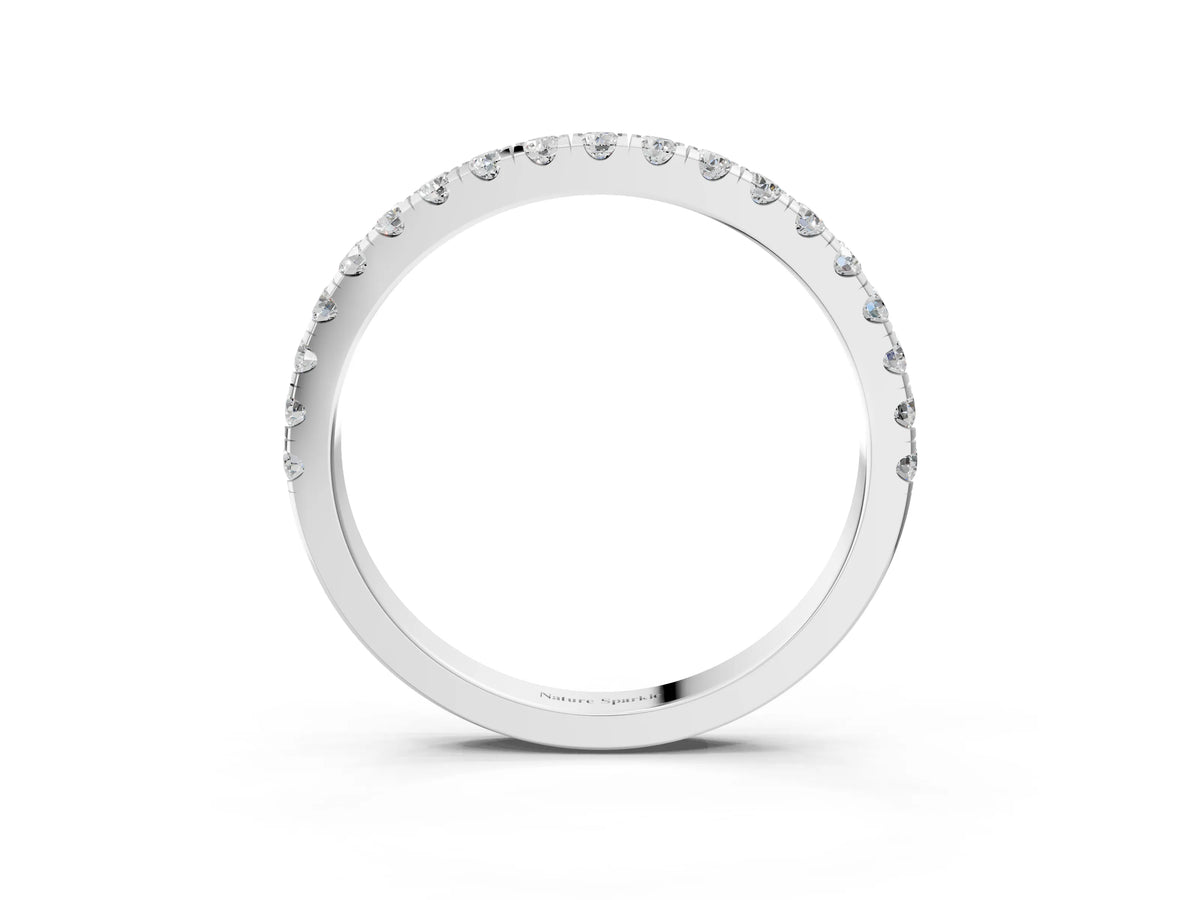 Silver Round Diamond Classic Half Eternity Band with Shared Prong Setting_15