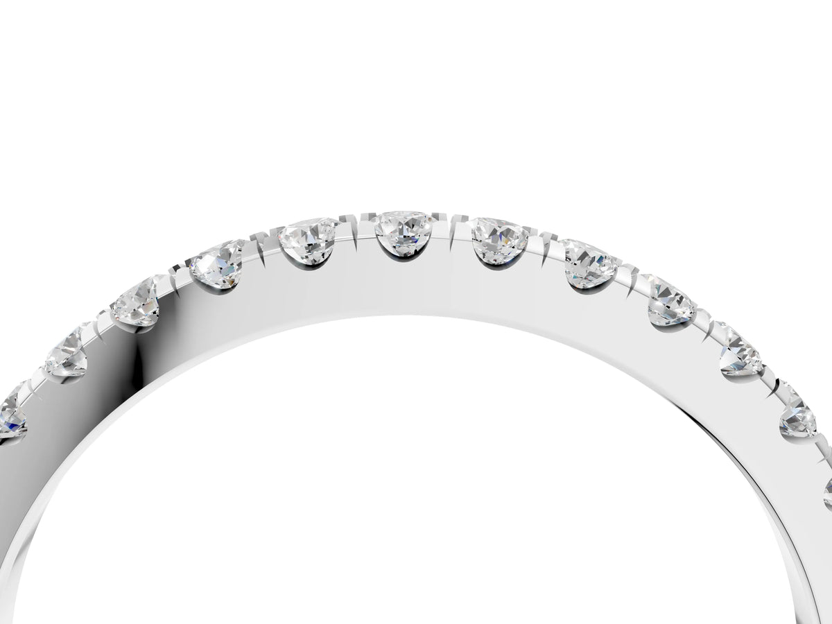 Silver Round Diamond Classic Half Eternity Band with Shared Prong Setting_16