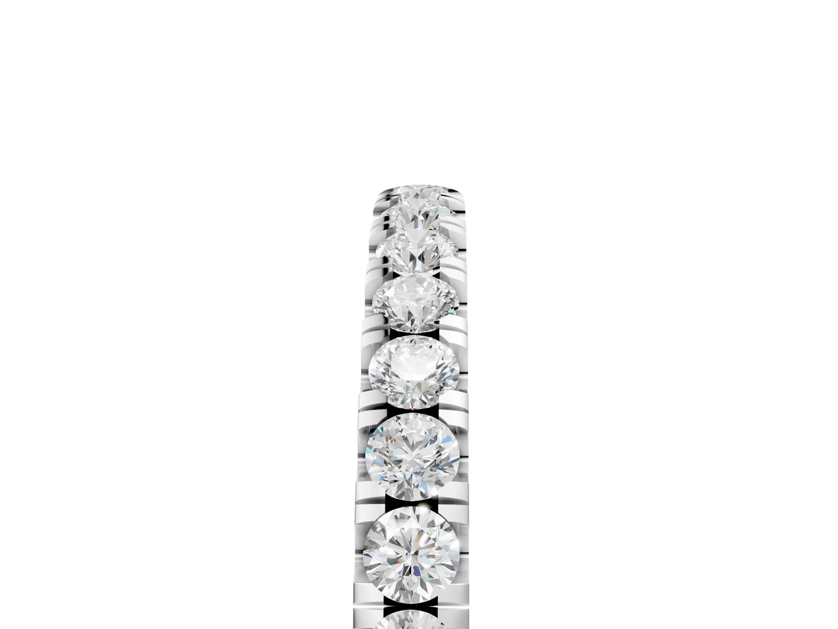 Silver Round Diamond Classic Half Eternity Band with Shared Prong Setting_17