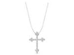 Silver Round Diamond Cluster Cross Pendant with Prong Setting_3