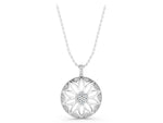 Silver Round Diamond Cluster Flower Pendant_3