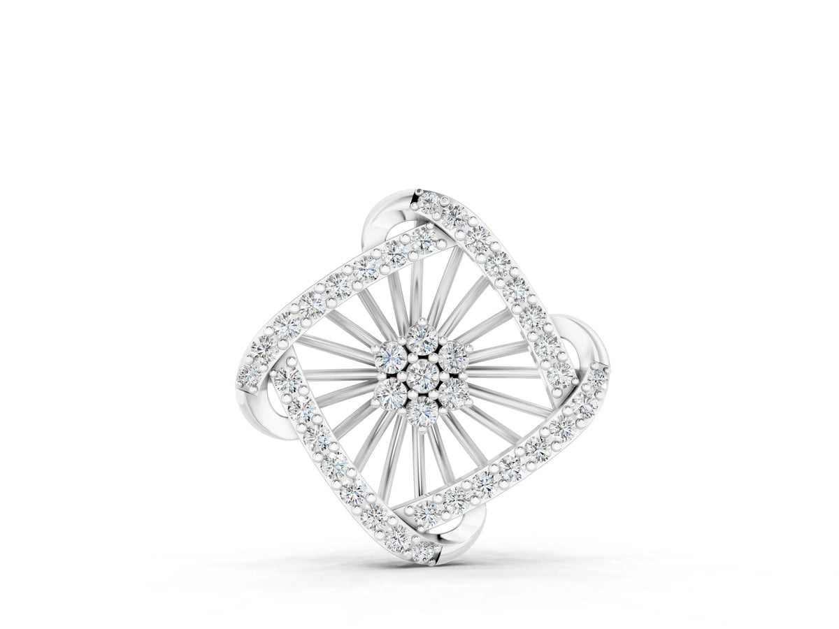 Silver Round Diamond Cluster Pendant with Prong Setting_2
