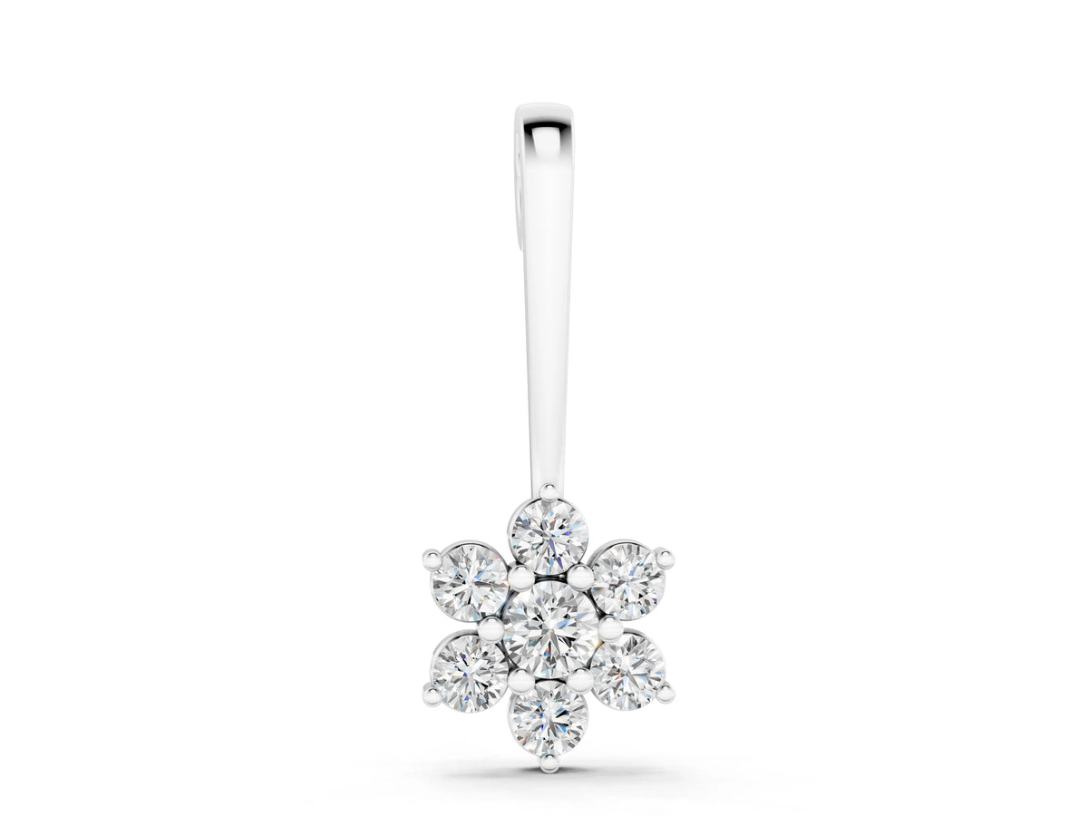 Silver Round Diamond Cluster Pendant with Six-Prong Setting_2