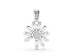 Silver Round Diamond Daisy Flower Pendant with Diamond Accents_2