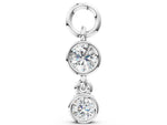 Silver Round Diamond Double Drop Huggie Charm_2