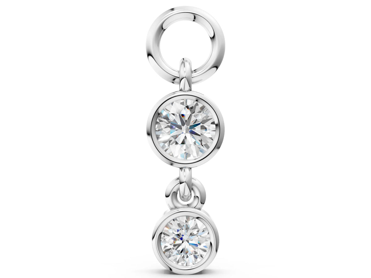 Silver Round Diamond Double Drop Huggie Charm_2
