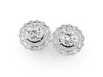 Silver Round Diamond Double Halo Stud Earrings with Prong Setting_7