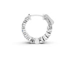 Silver Round Diamond Eternity Hoop Earrings with Scalloped Band and Four-Prong Setting_3