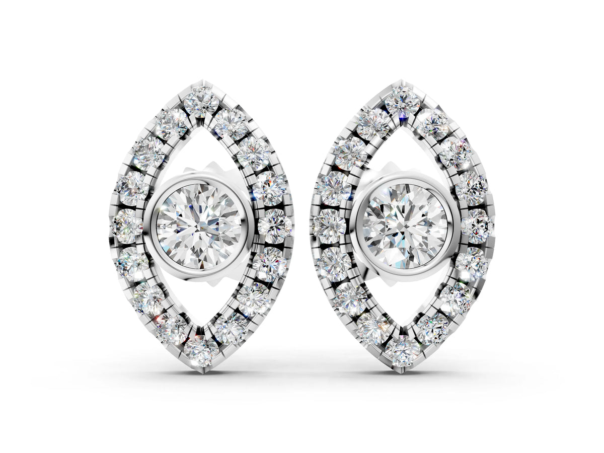Silver Round Diamond Evil Eye Stud Earrings_2