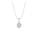 Silver Round Diamond Floral Cluster Pendant with Prong Setting_3