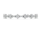Silver Round Diamond Floral Cluster Tennis Bracelet with Prong Setting_2
