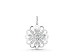 Silver Round Diamond Floral Halo Pendant with Prong Setting_4