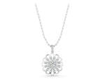 Silver Round Diamond Floral Halo Pendant with Prong Setting_5