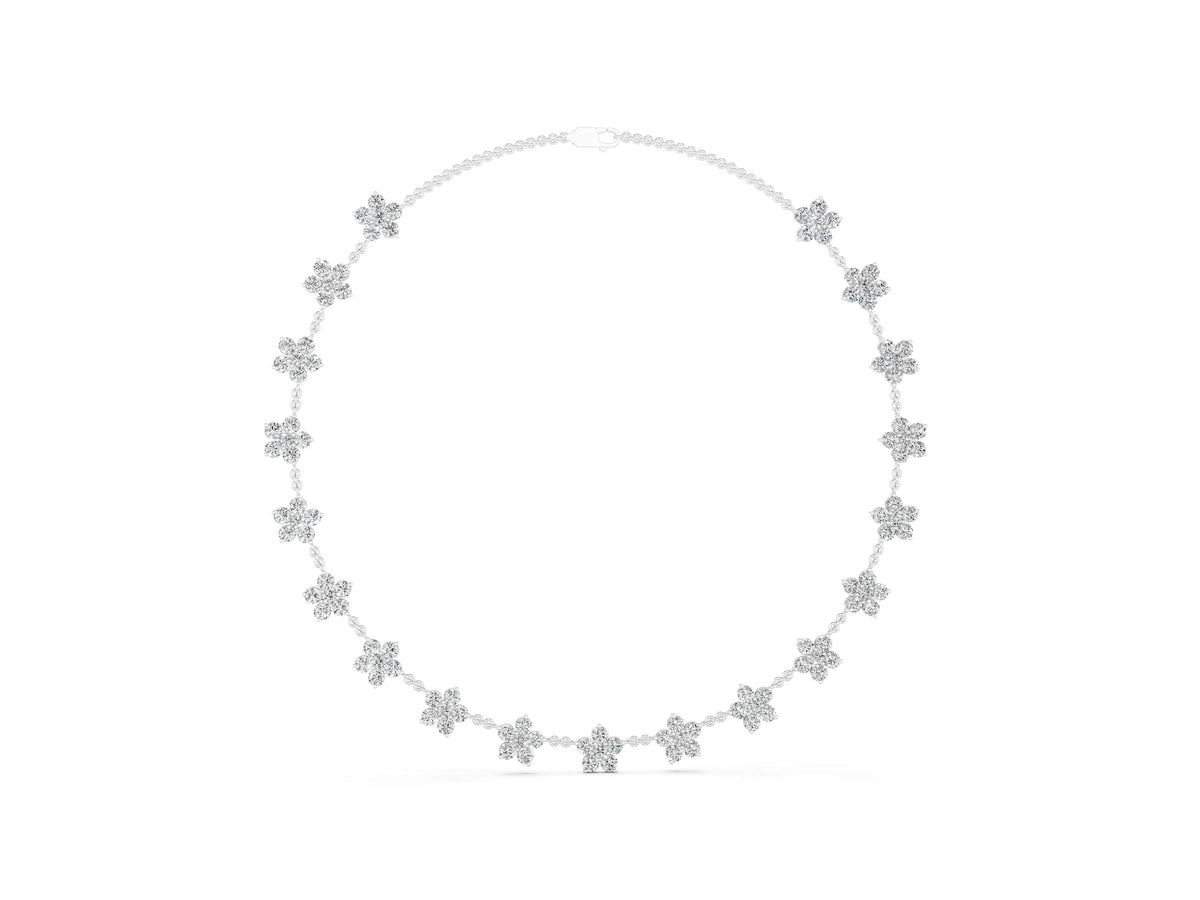 Silver Round Diamond Floral Station Necklace with Diamond Accents_3