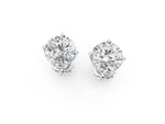 Silver Round Diamond Flower Petal Solitaire Stud Earrings_4