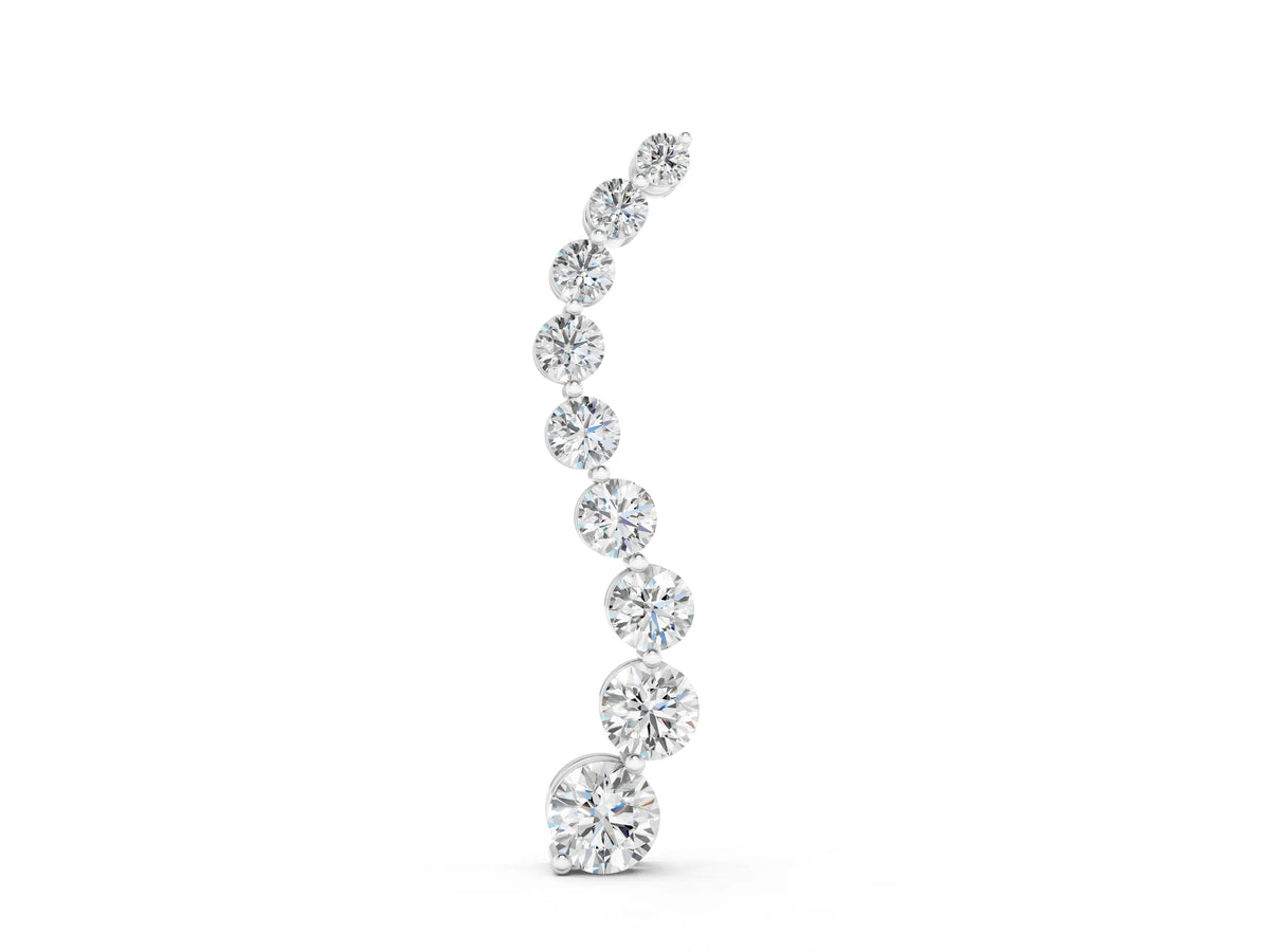 Silver Round Diamond Graduated Prong Set Pendant_2