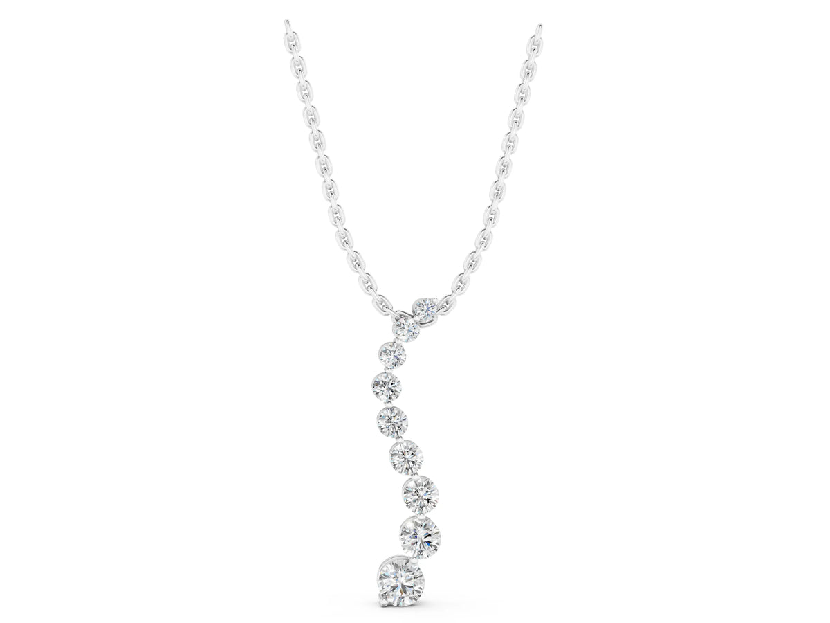 Silver Round Diamond Graduated Prong Set Pendant_3