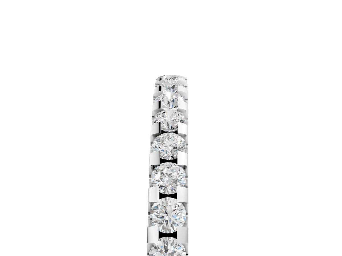 Silver Round Diamond Half Eternity Band with Pavé Setting and Shared Prong_17