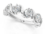 Silver Round Diamond Half Eternity Band with Wave Prong Setting_7
