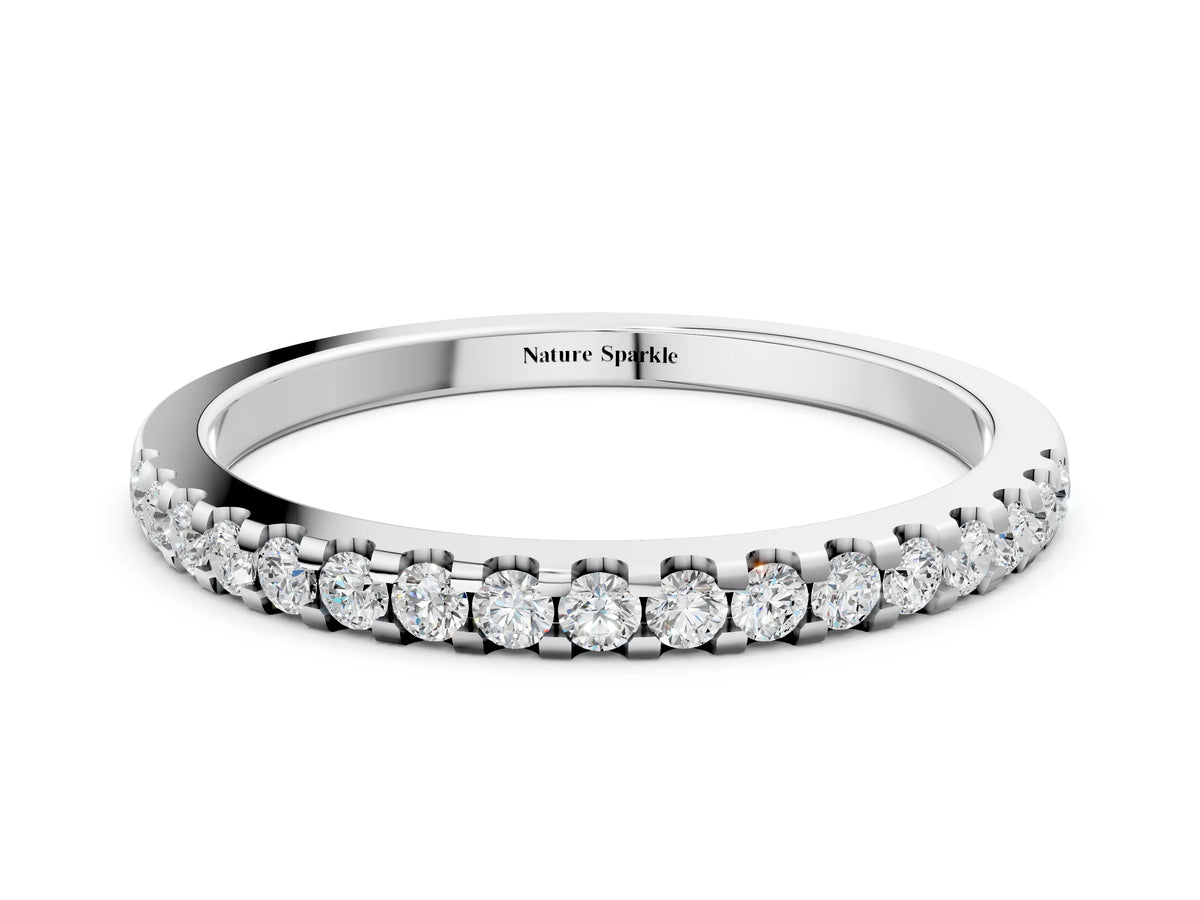 Silver Round Diamond Half Eternity Prong Set Band_12