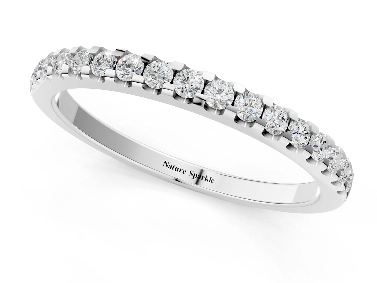 Silver Round Diamond Half Eternity Prong Set Band_13