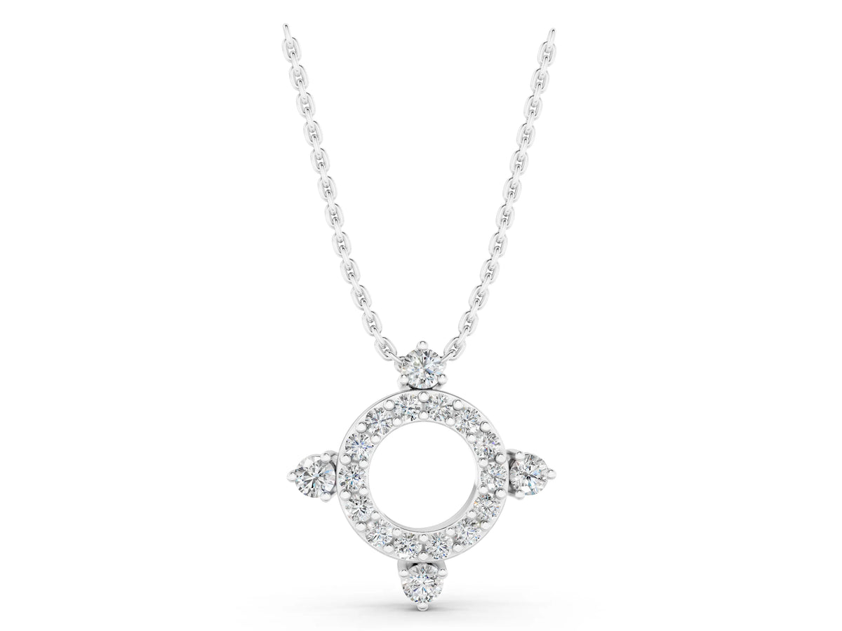Silver Round Diamond Halo Pendant with Four-Prong Setting_5