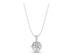Silver Round Diamond Halo Pendant with Milgrain Prong Setting_3