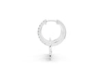 Silver Round Diamond Heart Charm Huggie Hoop Earrings_3