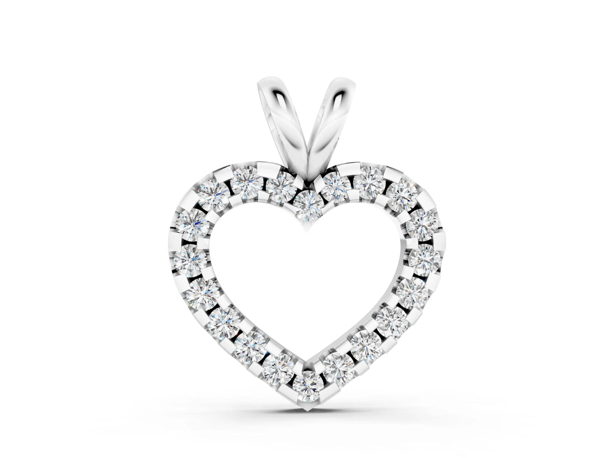 Silver Round Diamond Heart Pendant with Pavé Setting_4