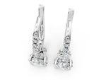 Silver Round Diamond Hidden Halo Drop Earrings_7