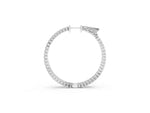 Silver Round Diamond Hoop Earrings with Pave Setting and Shared Prong_3